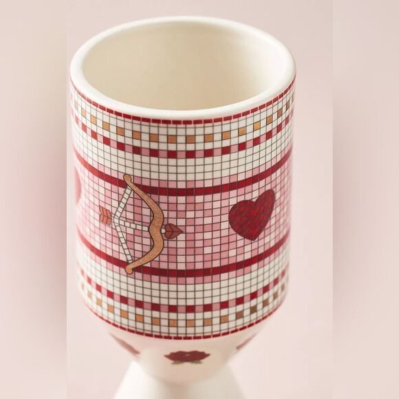 Anthropologie The Bistro Tile Stoneware Vase: Valentine's Edition 6.25"H, 3" dia - Picture 2 of 4